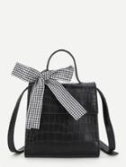 Shein Bow Tie Crocodile Print Crossbody Bag