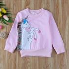 Shein Toddler Girls Unicorn Print Fringe Detail Sweatshirt