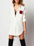Shein White Lapel Contrast Pocket Shirt Dress