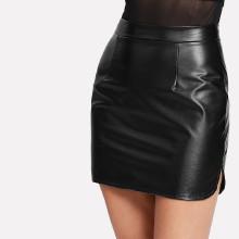 Shein Zip Up Back Pu Skirt