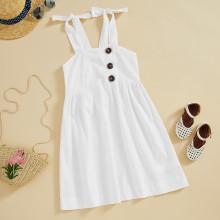 Shein Girls Button Up Knot Strap Dress