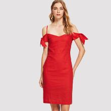 Shein Tie Detail Slit Back Dress