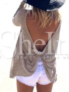 Shein Grey V Back Loose Sweater