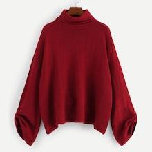 Shein Turtle Neck Rolled Tab Sleeve Sweater