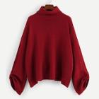 Shein Turtle Neck Rolled Tab Sleeve Sweater