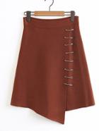Shein Pin Detail Asymmetrical Knit Skirt