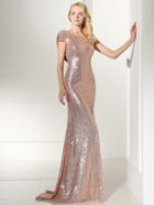 Shein Rose Gold Sequin Open Back Maxi Bridesmaid Dress