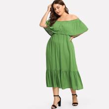 Shein Plus Flounce Layered Neckline Dress