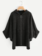 Shein Hooded Dolman Sleeve Cocoon Coat