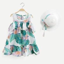 Shein Girls Tropical Print Ruffle Dress