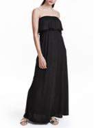 Shein Black Strapless Ruffle Maxi Dress