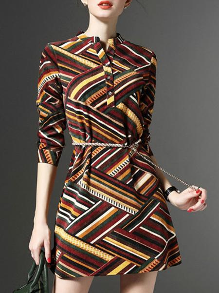 Shein Colorful Tribal Print Tie-waist Dress