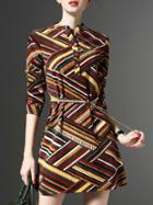 Shein Colorful Tribal Print Tie-waist Dress