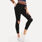 Shein Button Waist Cut Out Jeans