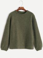 Shein Army Green Drop Shoulder Sweatshirt