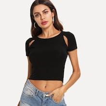 Shein Cut Out Shoulder Crop Top