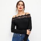 Shein Guipure Lace Trim Form Fitting Tee