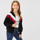 Shein Girls Zip Up Color Block Hoodie Jacket