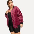Shein Plus Zip Up Quilted Bomber Jacket