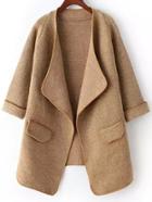 Shein Drape Front Pockets Khaki Coat