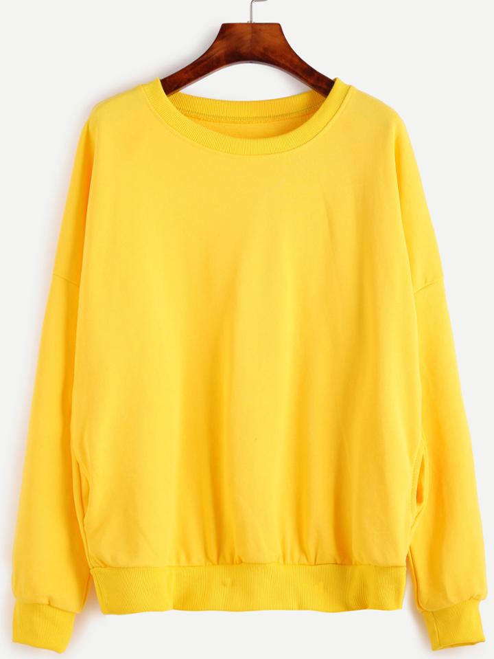 Shein Yellow Drop Shoulder Sweatshirt