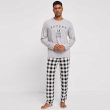 Shein Men Letter Print Top & Pants Pajama Set