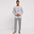 Shein Men Letter Print Top & Pants Pajama Set