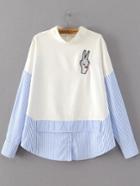 Shein Striped Finger Patch 2 In 1 Blouse