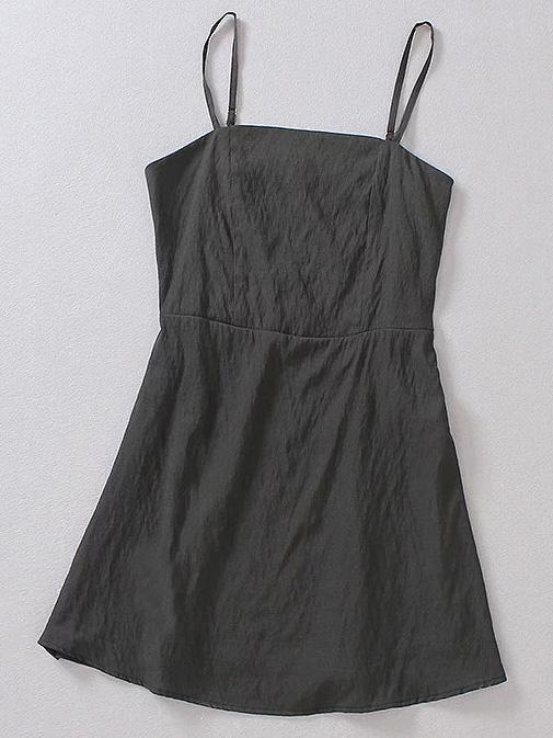 Shein Black Adjustable Strap A-line Slim Dress