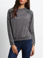 Shein Grey Weave Pattern Loose Crop Sweatshirt