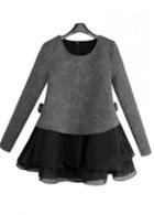 Rosewe Sweet Round Neck Long Sleeve Dress With Ruffles
