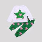 Shein Toddler Boys Star Print Tee With Drawstring Pants