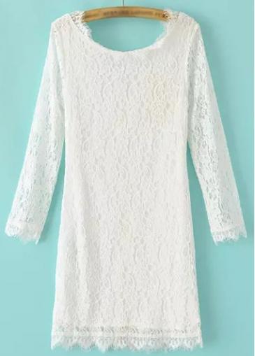 Rosewe Elegant Round Neck Three Quarter Sleeve Sheath Dress