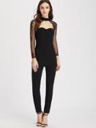 Shein Lace Sleeve Open Front And Back Tailored Bustier Jumpsuit