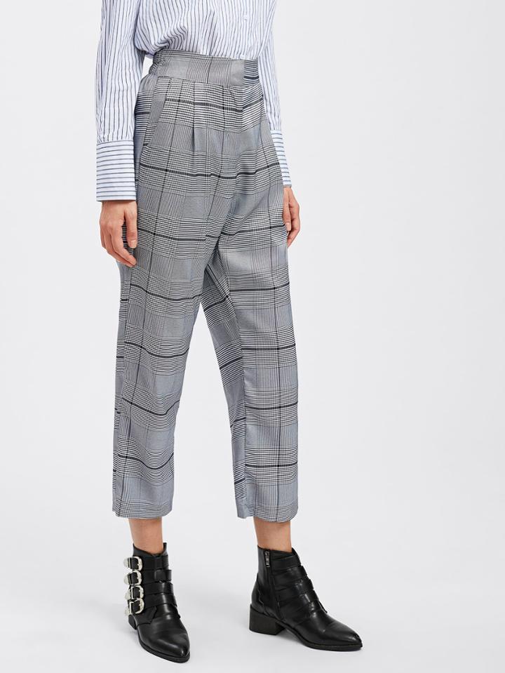Shein Tartan Plaid Straight Pants