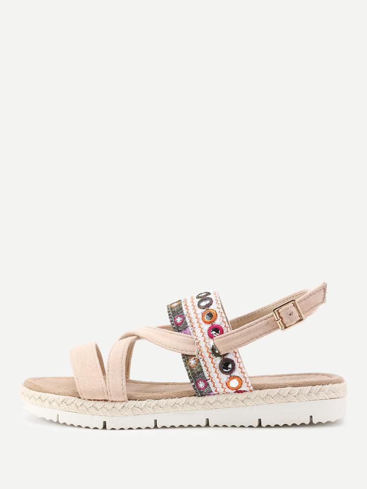 Shein Embroidery Detail Flatform Sandals