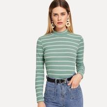 Shein Striped Print Mock Tee