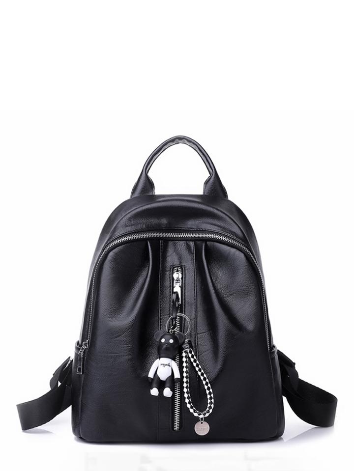 Shein Bear & Keychain Decorated Pu Backpack