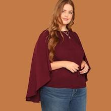Shein Plus Cloak Sleeve Pleated Panel Top