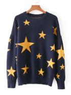 Shein Star Pattern Drop Shoulder Jumper Sweater