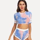 Shein Tie Dye Print Top & Shorts Pj Set