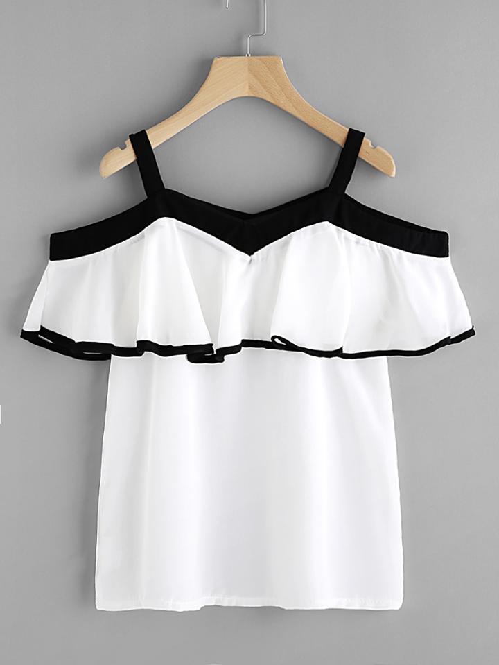 Shein Open Shoulder Layered Ringer Top
