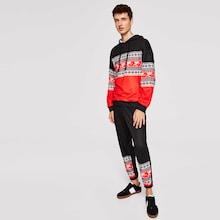 Shein Men Drawstring Color Block Hoodie Coat & Pants Set