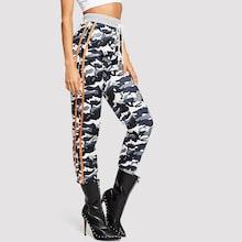 Shein Wide Waist Drawstring Camo Print Pants