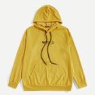 Shein Men Kangaroo Pocket Patched Letter Embroidery Hoodie
