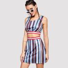 Shein Colorful Striped Crop Top With Shorts