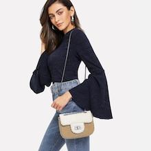 Shein Faux Fur Color-block Chain Crossbody Bag