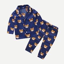 Shein Toddler Boys Bear Print Shirt With Pants