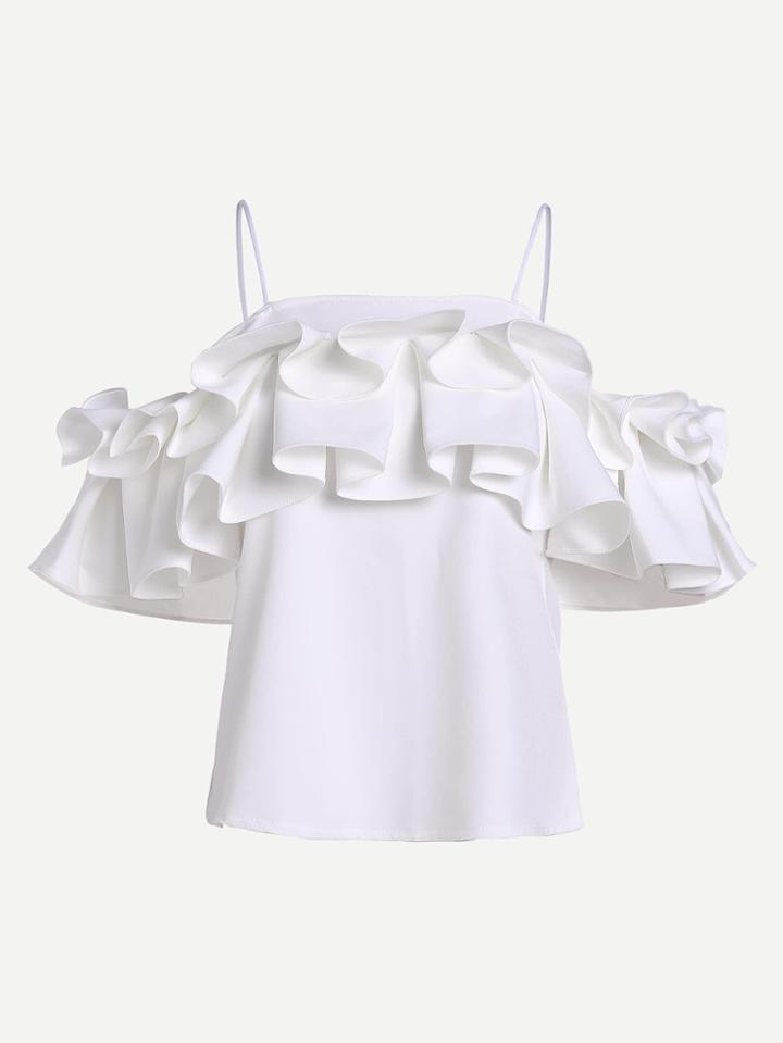 Shein Layered Box Pleat Ruffle Top