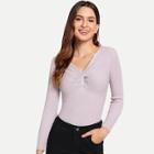 Shein Slim Fitted Twist Detail Jumper